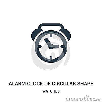 alarm clock of circular shape icon vector from watches collection. Thin line alarm clock of circular shape outline icon vector Vector Illustration