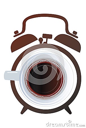 Alarm clock coffee Vector Illustration
