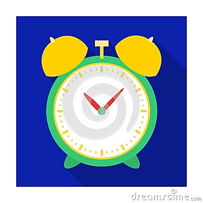 Alarm clock for early Wake up to school. Watch so as not to be late for school .School And Education single icon in flat Vector Illustration