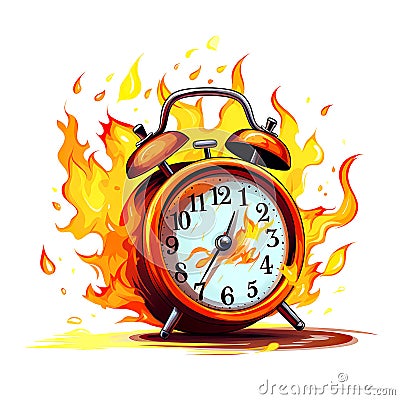 Alarm clock on fire Stock Photo