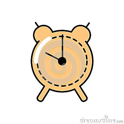 Alarm clock Flat linear vector time, rise, time control Vector Illustration