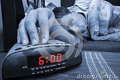 Alarm clock guy Stock Photo