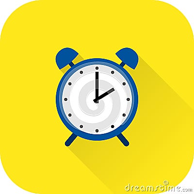 Alarm clock icon. Vector. Flat design with long shadow. Vector Illustration