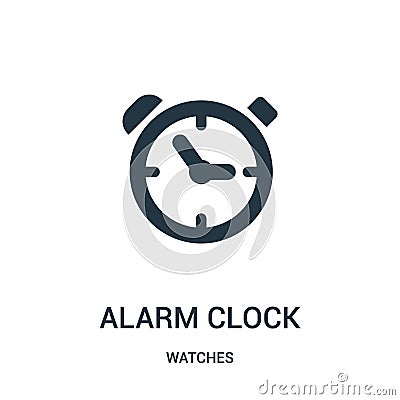 alarm clock icon vector from watches collection. Thin line alarm clock outline icon vector illustration. Linear symbol Vector Illustration