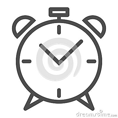 Alarm clock line icon. Wake up time vector illustration isolated on white. Watch outline style design, designed for web Vector Illustration