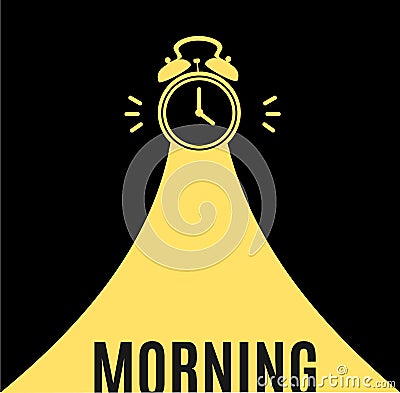 Alarm Clock Morning Concept Banner Flat Design Style. Vector Vector Illustration