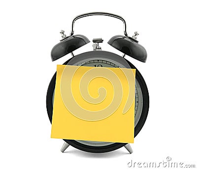 Alarm clock with a note Stock Photo