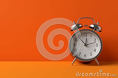 Alarm clock orange background. Generate Ai Stock Photo
