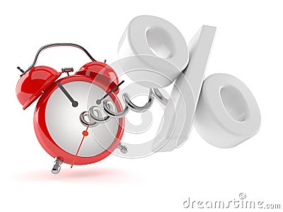 Alarm clock with percent symbol Stock Photo