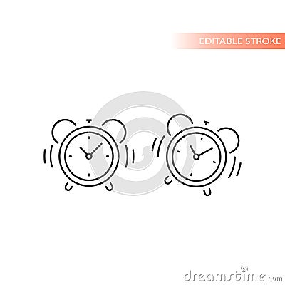 Alarm clock retro style with bell ringing icon Vector Illustration