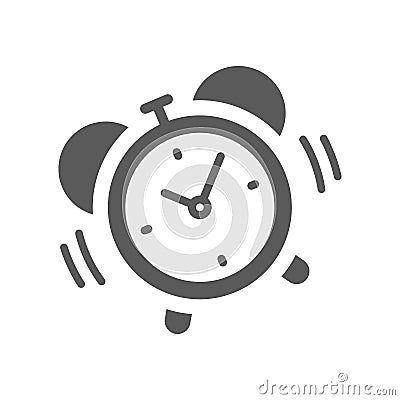 Alarm clock ringing black vector icon Vector Illustration