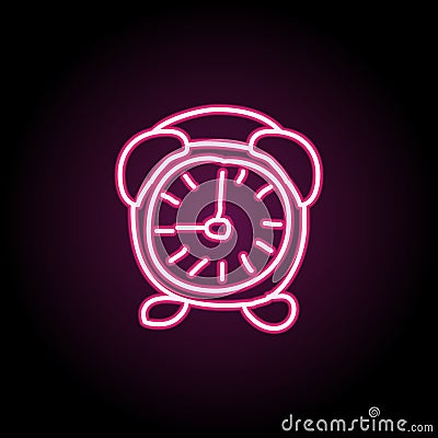 Alarm clock sketch neon icon. Simple thin line, outline vector of education icons for ui and ux, website or mobile application Stock Photo