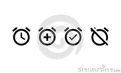 Alarm clock timer icon symbol. Add disable alarm Vector EPS 10 Vector Illustration