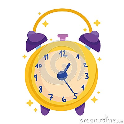 Alarm clock wakeup time cartoon icon Vector Illustration