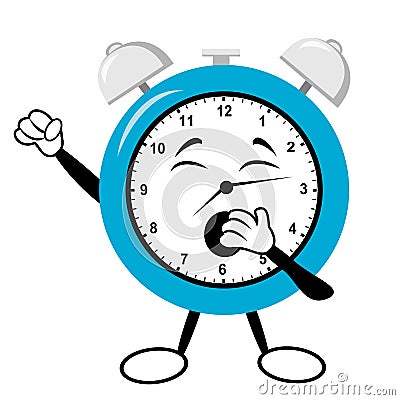 Alarm Clock Yawning Vector Illustration