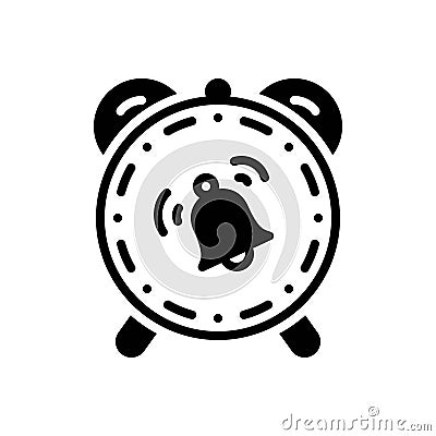 Black solid icon for Alarm, alert and clock Vector Illustration