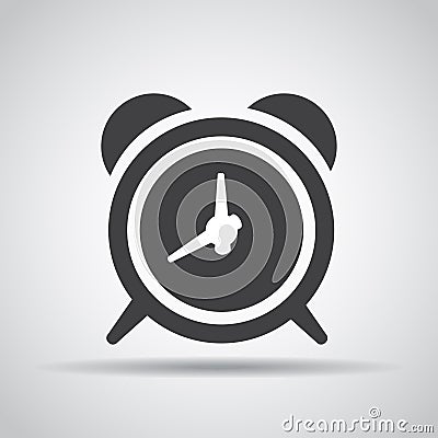 Alarm icon with shadow on a gray background. Vector illustration Vector Illustration