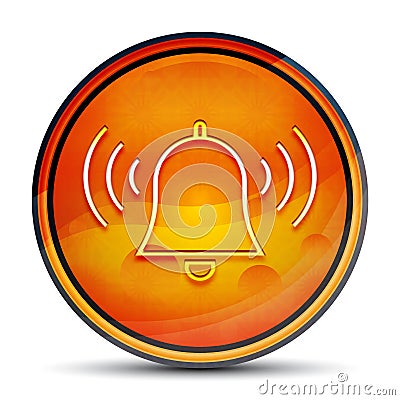 Alarm ringing bell icon shiny bright orange round button illustration Cartoon Illustration
