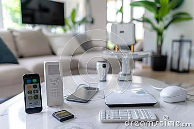 Alarm systems in homes use camcorder monitoring to secure and actively manage family security, integrating high-speed Wi-Fi for co Cartoon Illustration