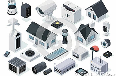 Alarm systems with sensor alarms provide security concepts for sound detection in digital cameras, using network connections for w Cartoon Illustration