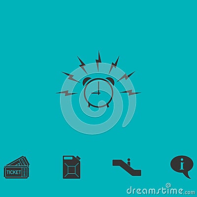 Alarm wake-up time icon flat Vector Illustration