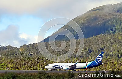 Alaska Airline with scenic View Editorial Stock Photo