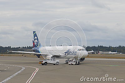 Alaska Airlines Airbus 320 at Seattle Airport, USA Editorial Stock Photo