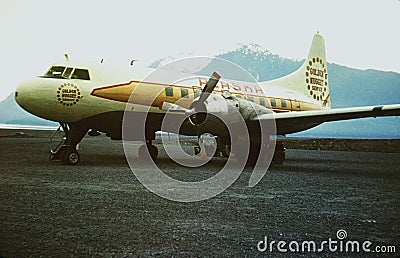 Alaska Airlines Convair CV-240 N51331 Cn 76 . Taken at Anchorage , Alaska in 1970 . Editorial Stock Photo