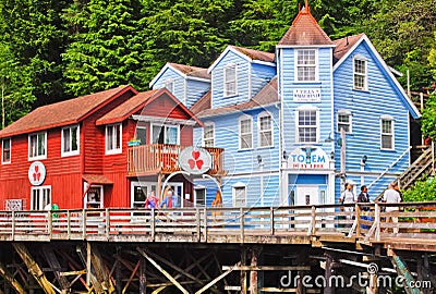 Alaska - Creek Street Shopping Ketchikan Editorial Stock Photo