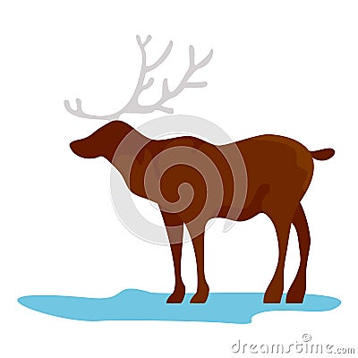 Alaska deer icon, flat style Cartoon Illustration