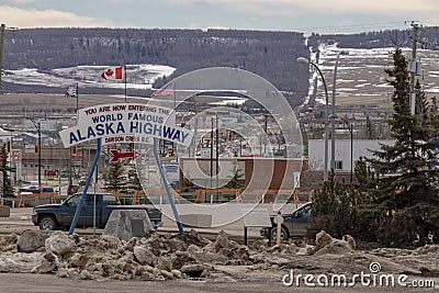 Alaska Highway starting place in Dawson Creek Editorial Stock Photo