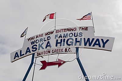 Alaska Highway starting place in Dawson Creek Stock Photo