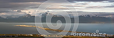 Alaska - Homer Spit at Sunset Panorama Editorial Stock Photo