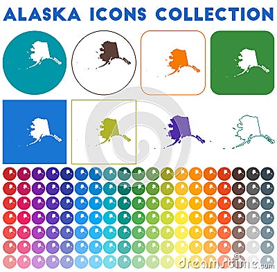 Alaska icons collection. Vector Illustration