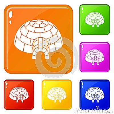 Alaska igloo icons set vector color Vector Illustration