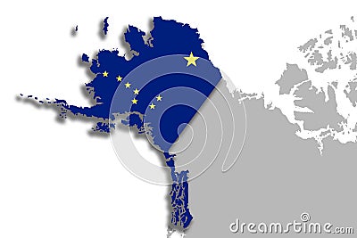Alaska map and flag Stock Photo