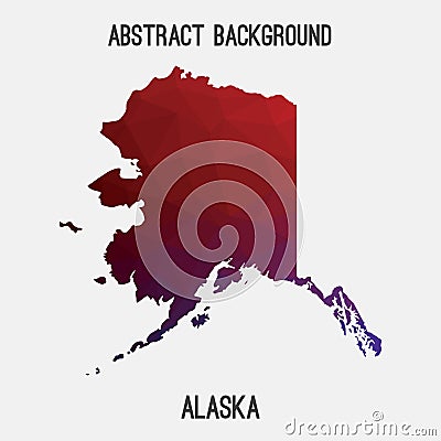 Alaska map in geometric polygonal,mosaic style. Cartoon Illustration