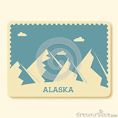 Alaska Park Stamp Or Poster Design In Beige And Blue Stock Photo
