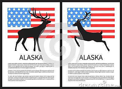 Alaska Deer and Text Sample on Vector Illustration Vector Illustration