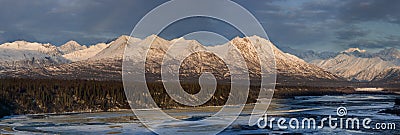 Alaska Range panorama in morning light Stock Photo