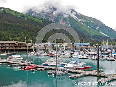 Alaska Seward Small Boat Harbor Mount Benson Editorial Stock Photo