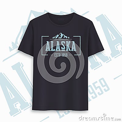 Alaska state graphic t-shirt design, typography, print. Vector illustration. Vector Illustration