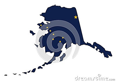 Alaska State Outline Map and Flag Vector Illustration