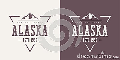 Alaska state textured vintage vector t-shirt and apparel design, typography, print, logo, poster. Vector Illustration