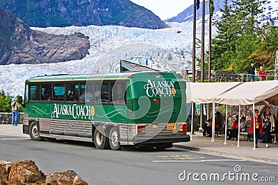 Alaska - Tour Bus at Mendenhall Glacier 2 Editorial Stock Photo