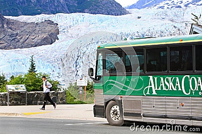 Alaska - Tour Bus at Mendenhall Glacier Editorial Stock Photo