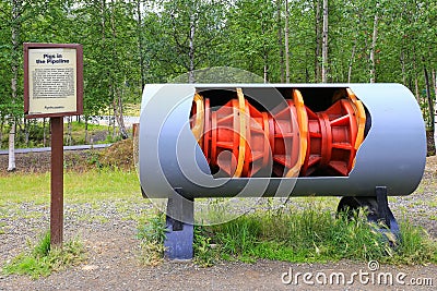 Alaska - Trans-Alaska Pipeline Cleaning Pig Display Editorial Stock Photo