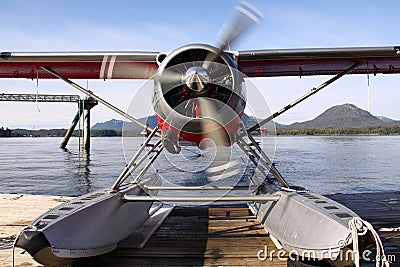 Alaskan Float Plane Warming Up Stock Photo