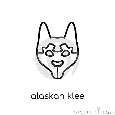 Alaskan Klee Kai dog icon. Trendy modern flat linear vector Alas Vector Illustration