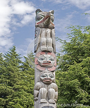 Alaskan totem pole sculpture Stock Photo